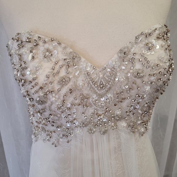 Justin Alexander Empire Waist Beaded English Net Cage Bridal Gown STYLE 8871 - Picture 6 of 14